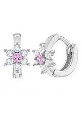 lovely cubic zirconia flower childrens huggie earrings